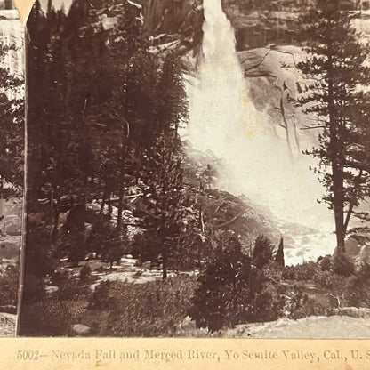 Nevada Fall & Merced River Yosemite Valley CaAntique Stereoview Card TJ9-V1