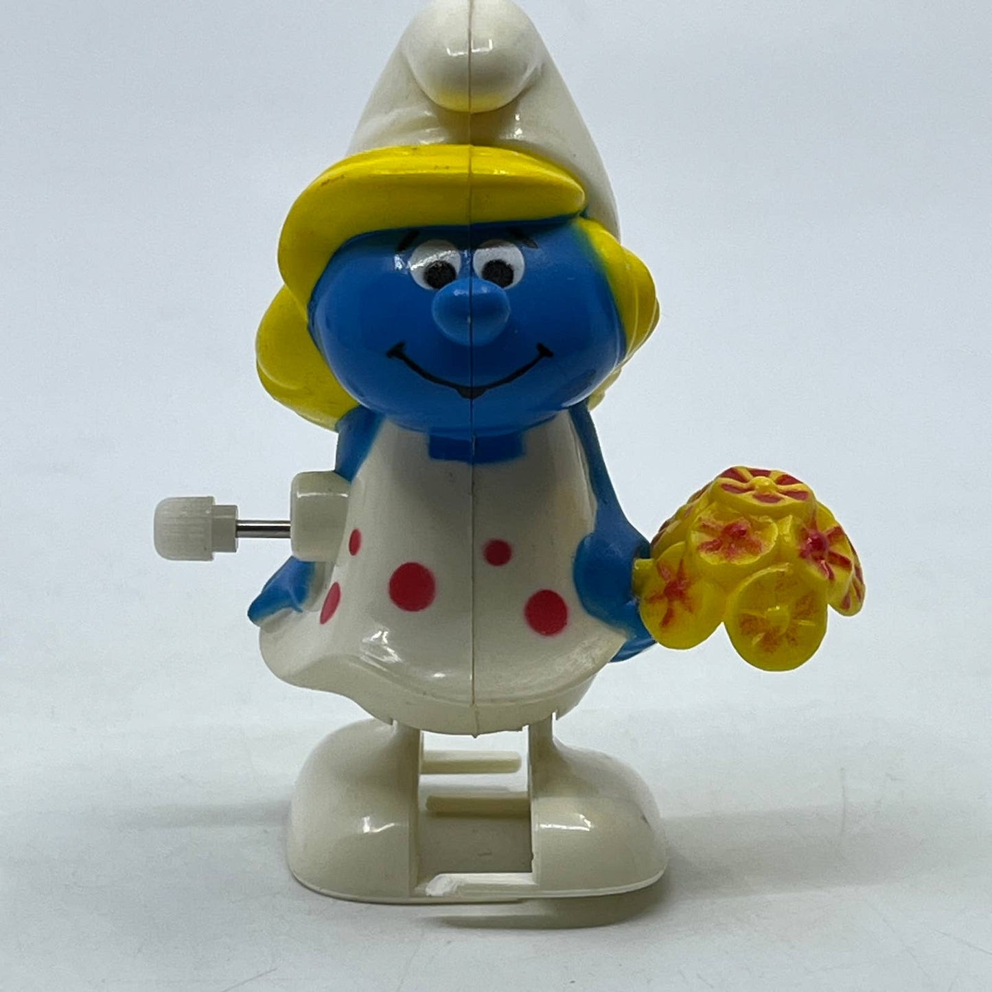 1982 Smurfette Smurf Wind Up Toy Vintage Peyo Galoob Hong Kong WORKS SE2