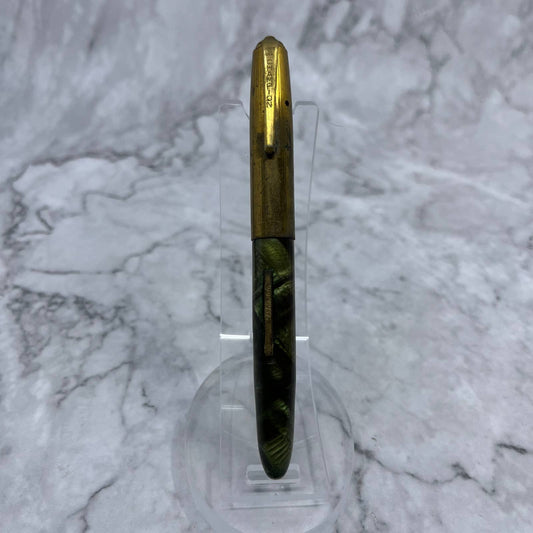 Vintage CHAMPION Marbleized Green Celluloid Fountain Pen Lever Fill SE6