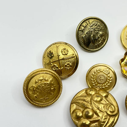 Lot of 9 Vintage Gold Tone Uniform Buttons SC3