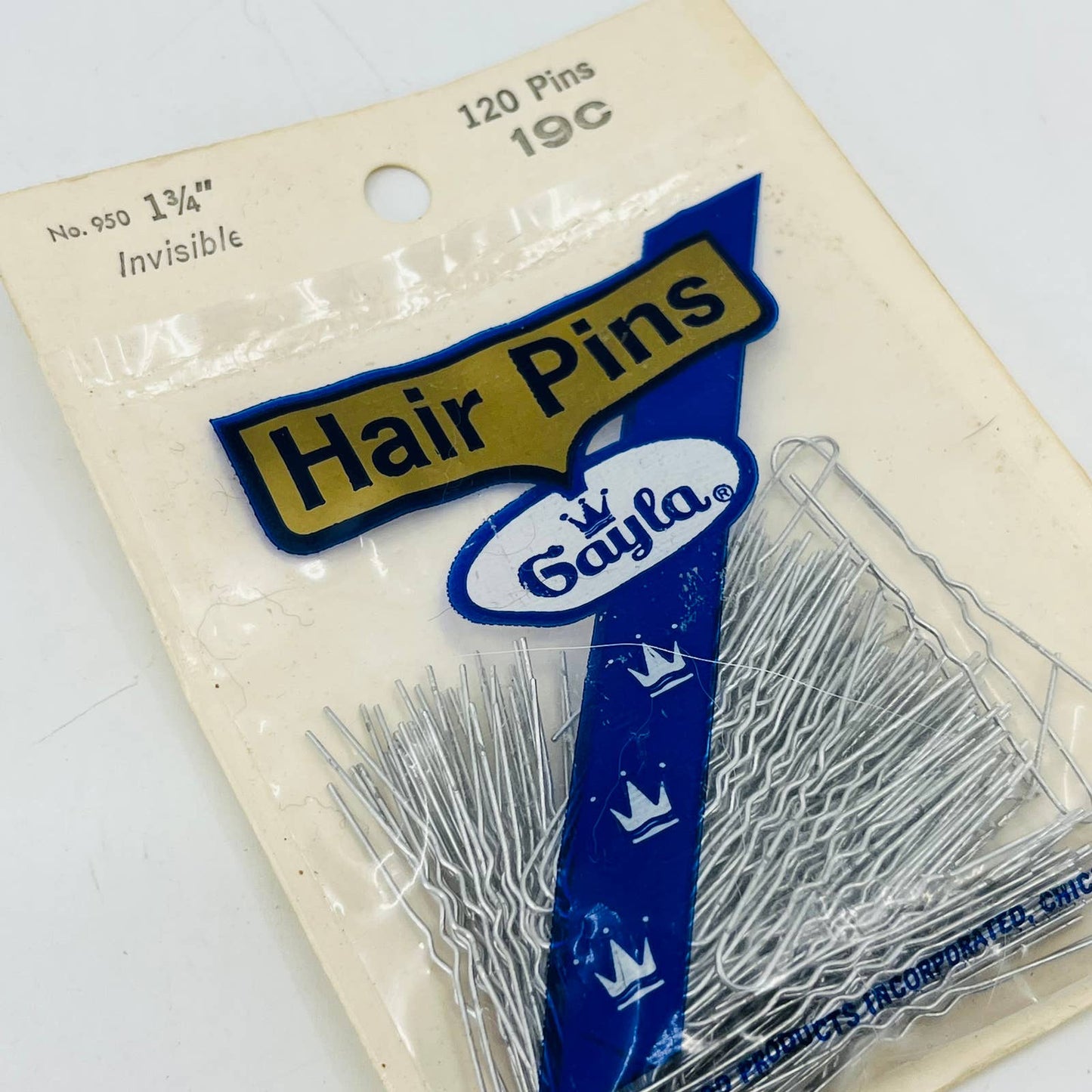 Vintage NOS Gayla Hair Pins 120 New in Pack Gaylord Products Chicago IL SB1