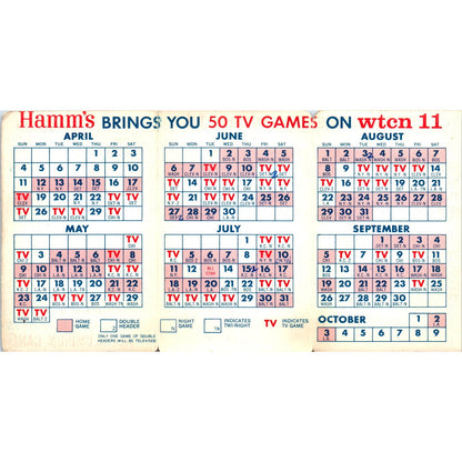 1965 Minnesota Twins Baseball Bear Hamms Pocket TV Schedule TK1-P3