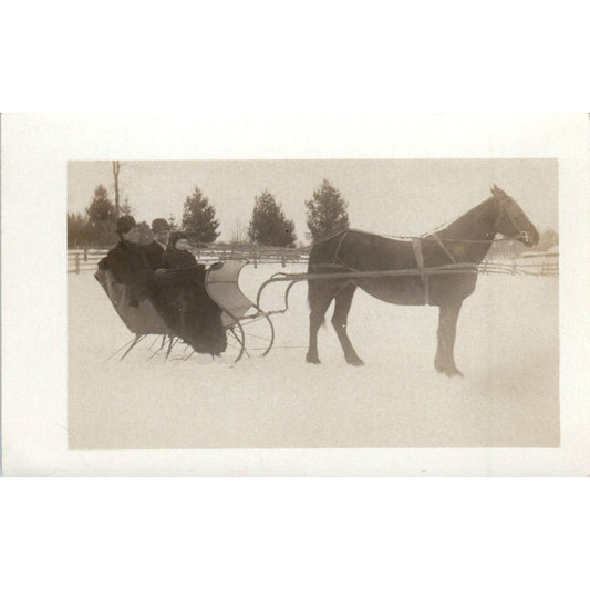 Antique Postcard Horse Drawn Sleigh in the Snow Christmas SE5
