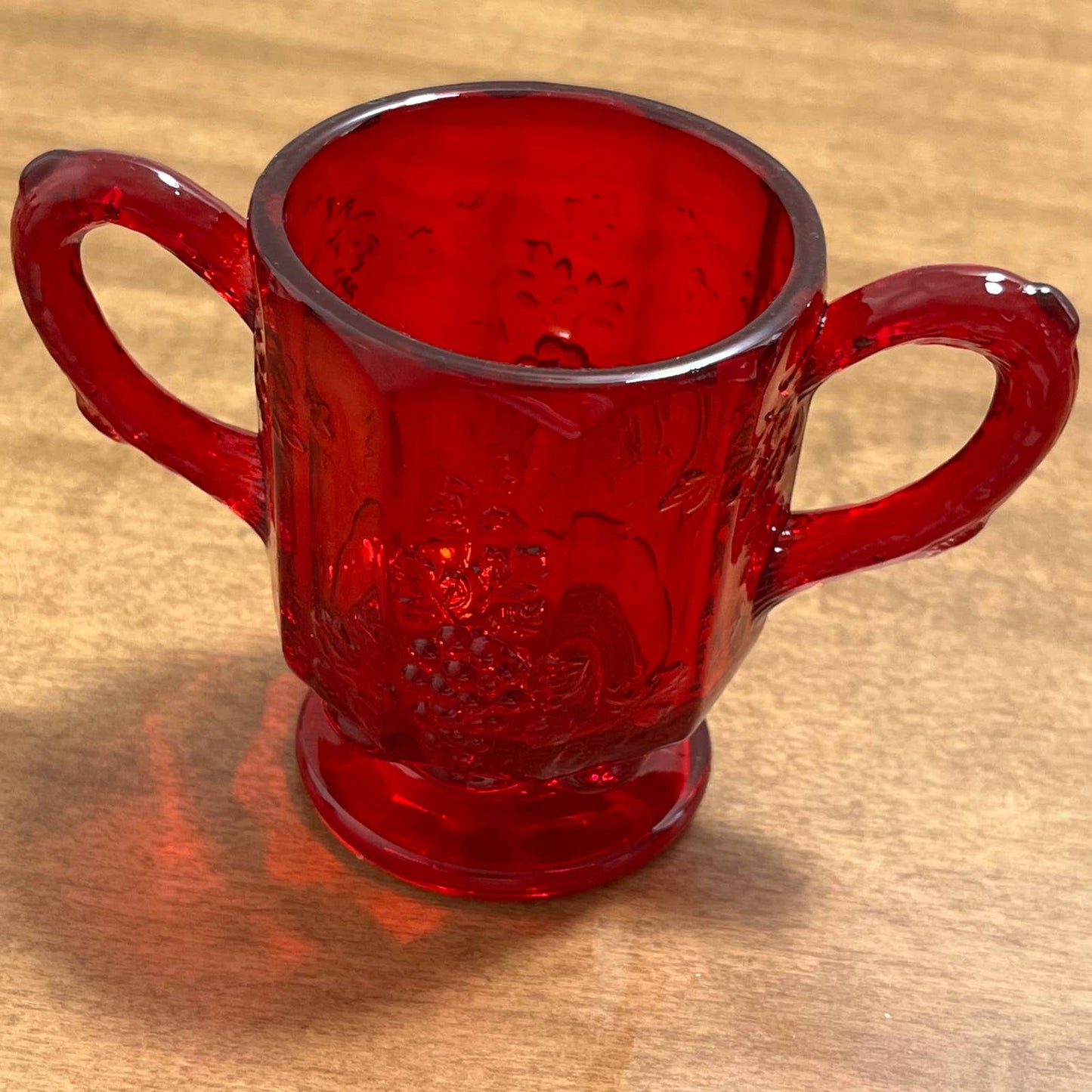 Vintage Westmoreland Paneled Grape Sugar Relish Bowl AMBERINA Ruby Red 3” TA9