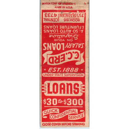 Vintage Matchbook Cover C.C. ERD Salary Loans SE5-3