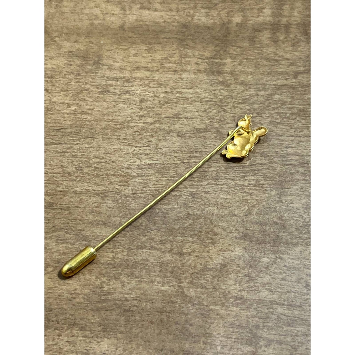 Vintage MCM 1960s Gold Tone Squirrel Stick Pin Hat Pin 3” SE1