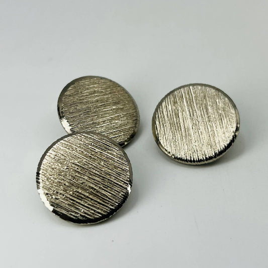 Vintage Lot of 3 Buttons Brushed Bark Silver Tone Coin Style SB7