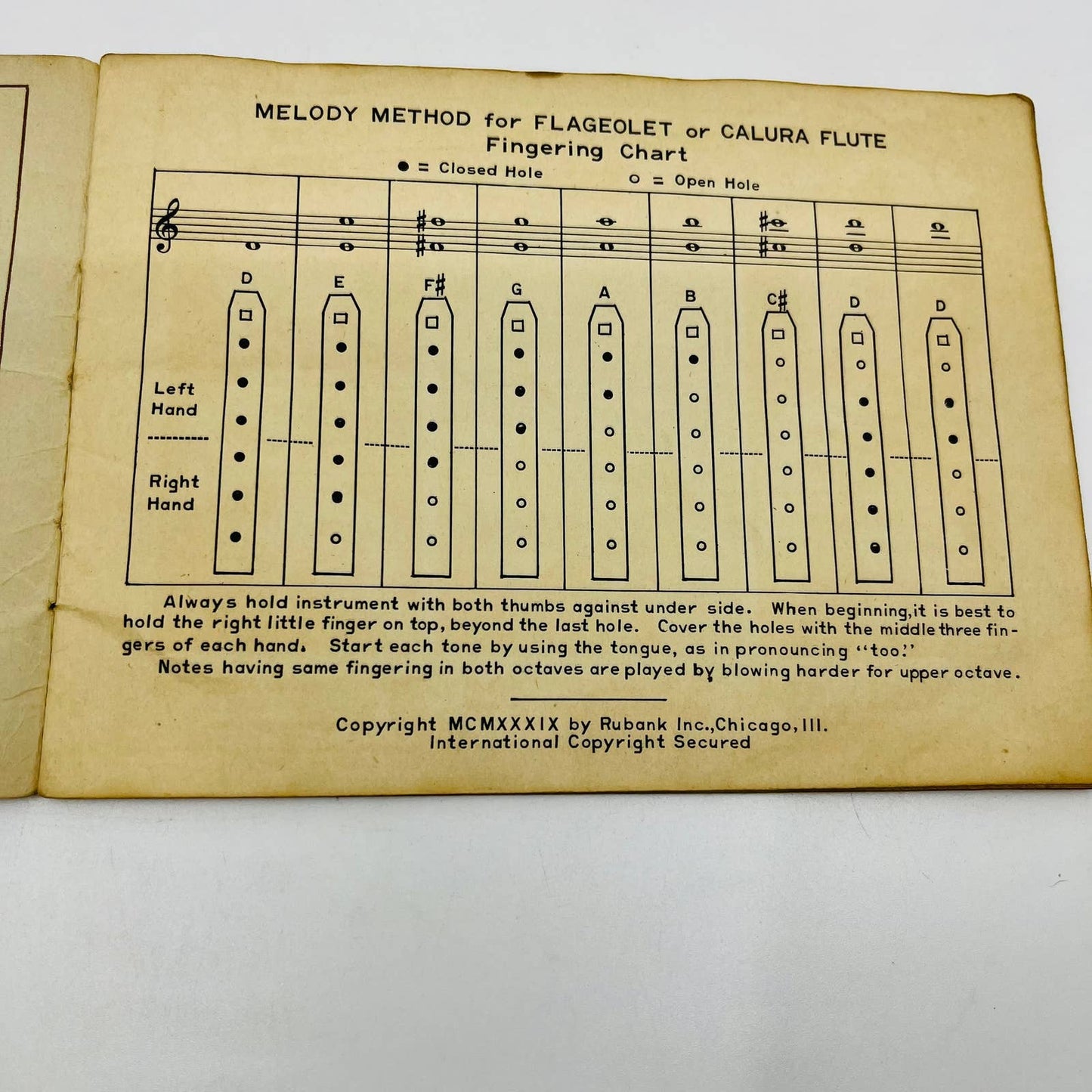 1939 Melody Method for Flageolet or Calura Flute and other Pre-Instruments TD9