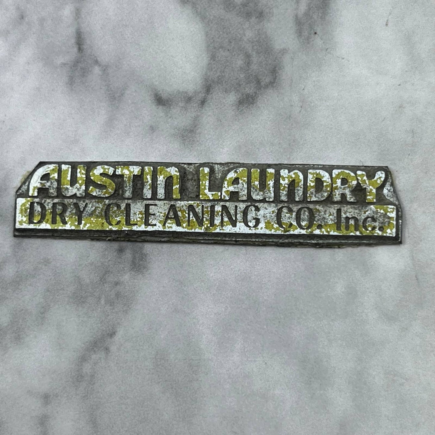 Vintage Letterpress Printers Block Plate Austin Laundry Dry Cleaning Co SE829