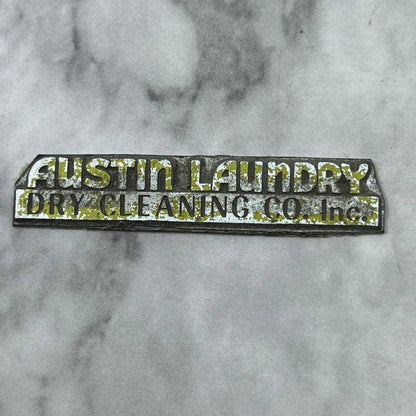 Vintage Letterpress Printers Block Plate Austin Laundry Dry Cleaning Co SE829