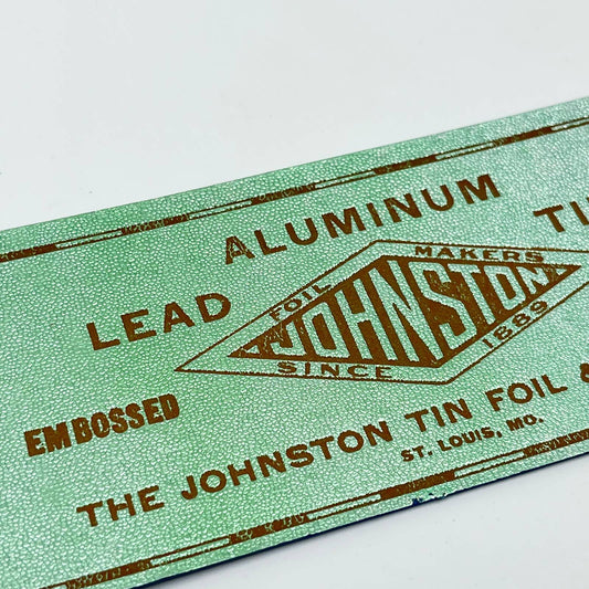 1930s Blotter Card Johnston Tin Foil & Metal Co. Green Metallic St. Louis MO SC6