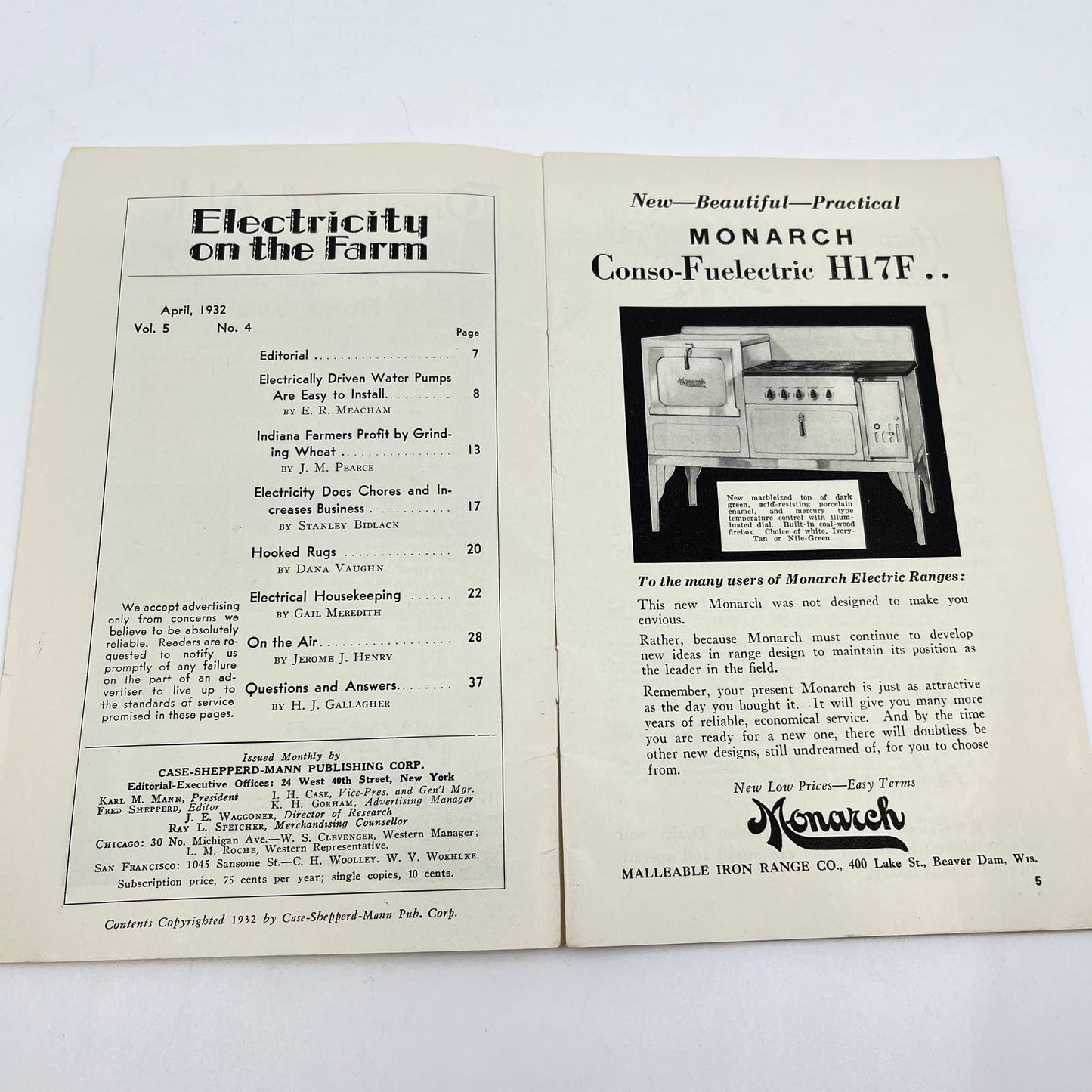 1932 April ELECTRICITY ON THE FARM Magazine for the Progressive Rural Family TA3