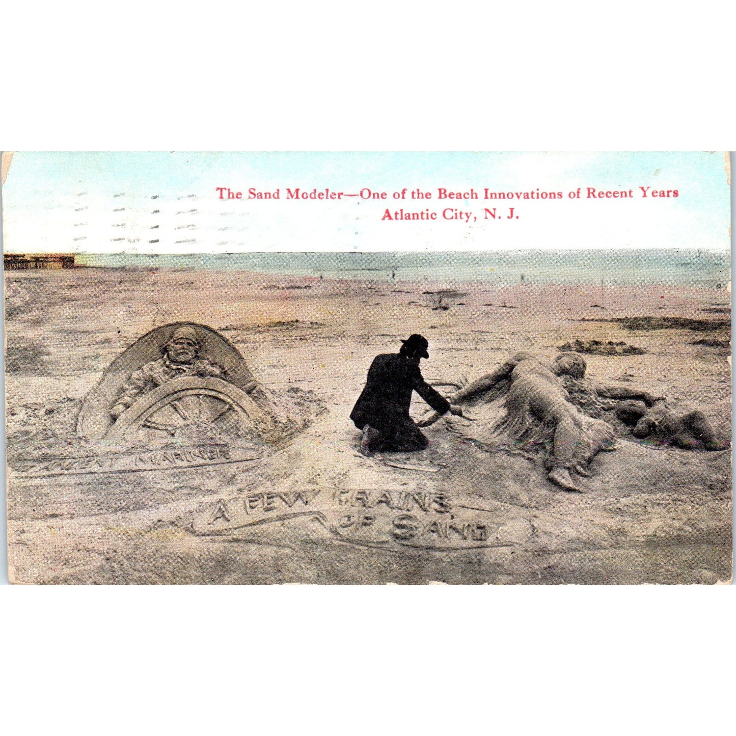 Sand Modeler 1910 Atlantic City NJ Original Postcard P2-10
