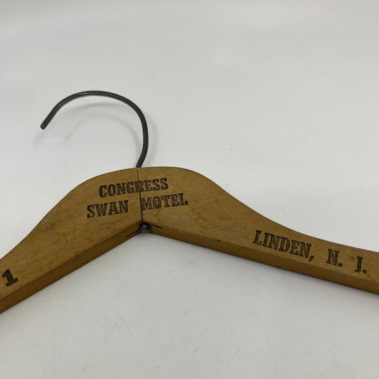 Antique Wooden Hanger Congress Swan Motel Linden New Jersey Route 1 TI2