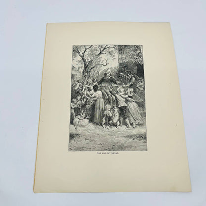 1880s Victorian Art Print Engraving Béranger THE KING OF YVETOT Emile Bayard