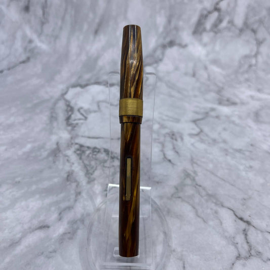 Vintage Marbleized Amber Cellluloid Fountain Pen Small Nib SE6
