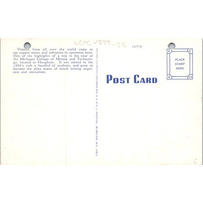 Houghton Michigan College of Mining and Technology Original Postcard TK1-24