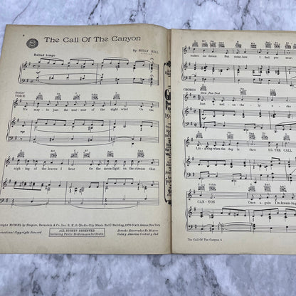 1940 "The Call Of The Canyon" by Billy Hill Sheet Music Rose Marie V38