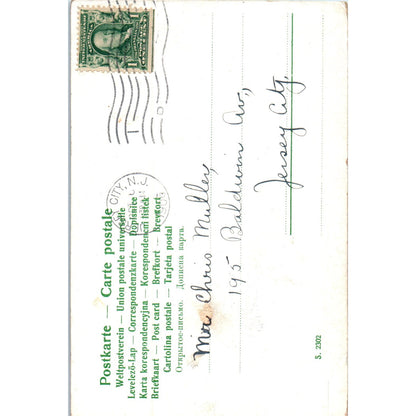 Jersey City 1908 Sailor and Lady Romance Illustration Original Postcard P2-8