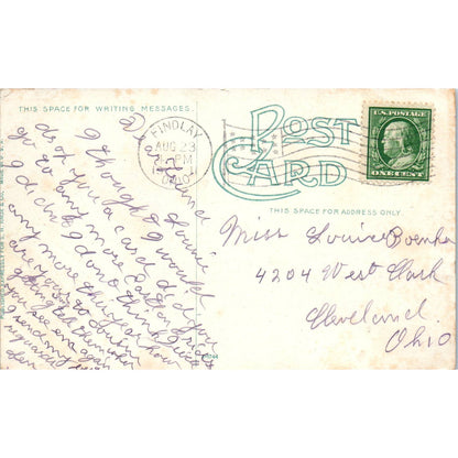 1911 Postcard Boat Bound for Riverside Park Findlay OH TD8-O2