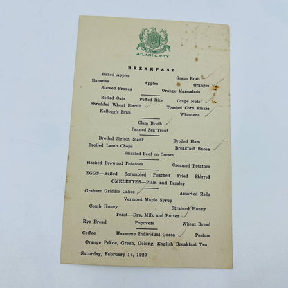 1920 The Pennhurst Atlantic City NJ Valentines Breakfast Lunch & Dinner Menus D4