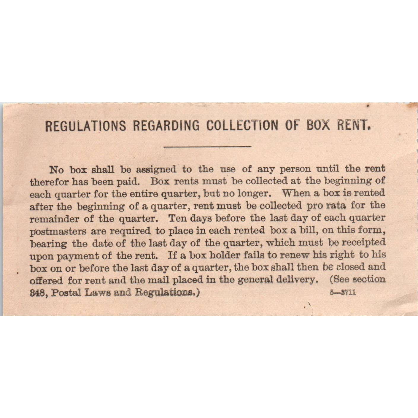 1910s Post Office Box Rent Card J.W. Douglass Allendale SC SE4