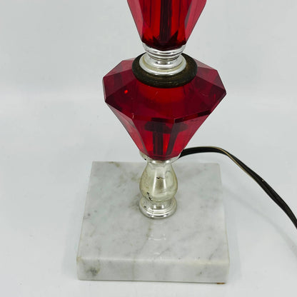 1950s MCM Mod Red Lucite Table Lamp with Marble Base WORKS 13.5” TC6