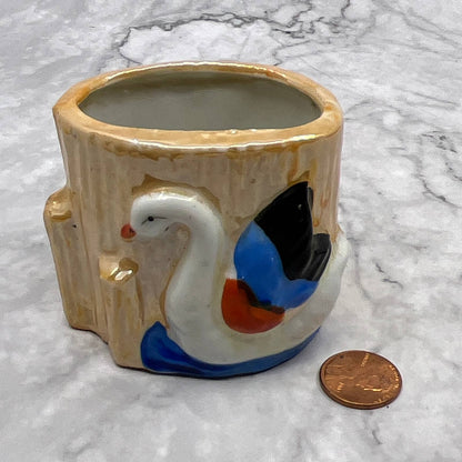 Vintage Lusterware Hand Painted Swan Mini Panter Japan 2.5" TI7