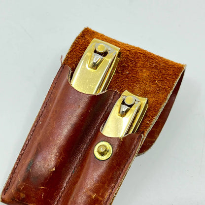 1957 Nail Clipper Set Leather Pouch Farmer’s Coop Elevator Co Thompson IA SD3