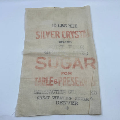 Vintage Sugar Sack - Silver Crystal Great Western Sugar Co Denver 15" TF5-2