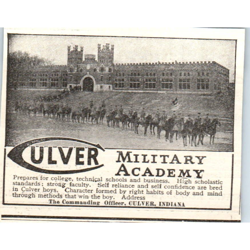 c1920 Harper's Magazine Ad - Culver Military Academy Indiana EA3-1