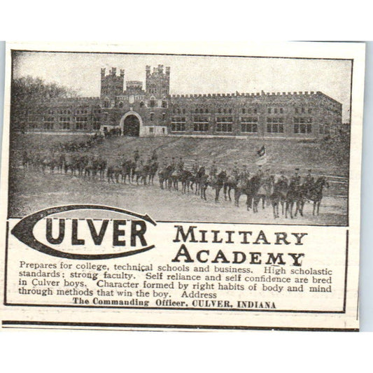 c1920 Harper's Magazine Ad - Culver Military Academy Indiana EA3-1