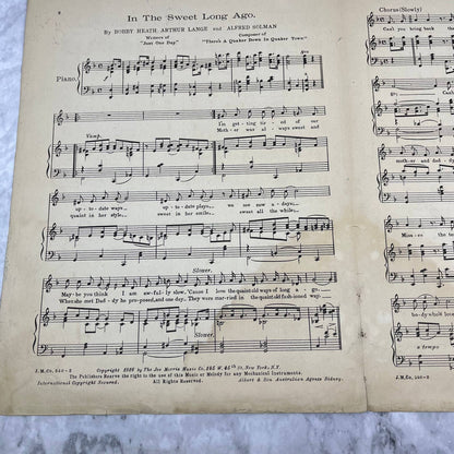 1916 Sheet Music In the Sweet Long Ago Bobby Heath Arthur Lange M1