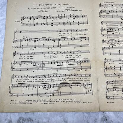1916 Sheet Music In the Sweet Long Ago Bobby Heath Arthur Lange V42-4