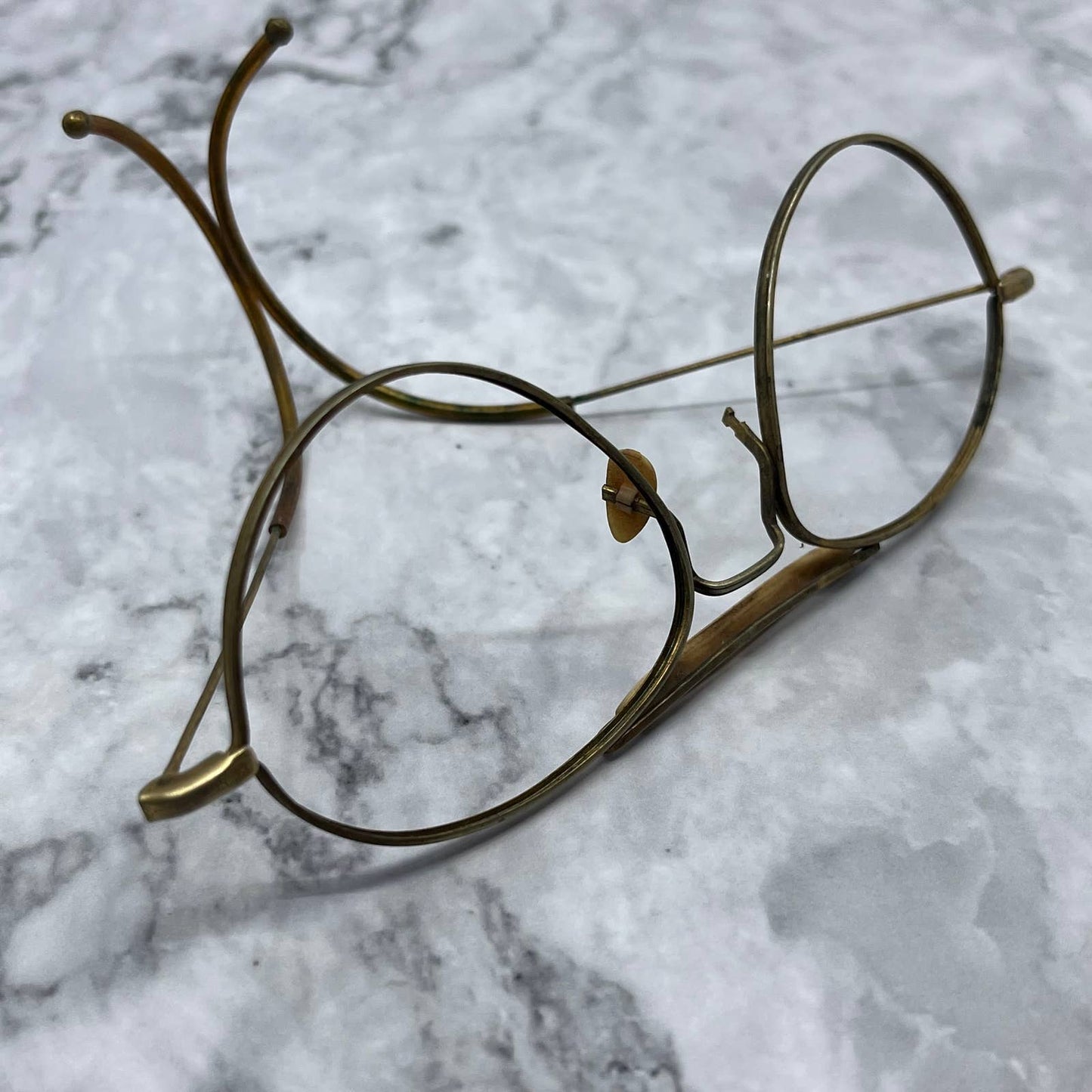 Vintage Brass Aviator Eyeglasses Frames With Celluloid Bridge SE9