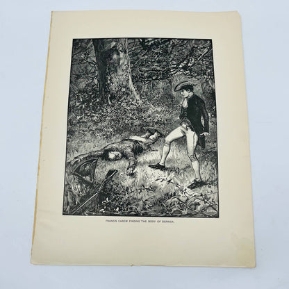 1880s Victorian Art Print Engraving  FRANCIS CAREW FINDING THE BODY OF DERRICK