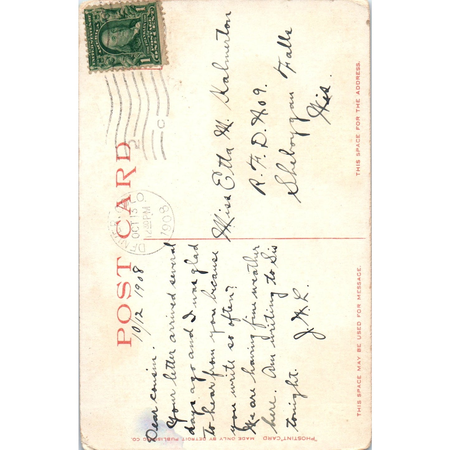 1908 Moonlight in Royal Gorge Colorado Original Postcard P2-2
