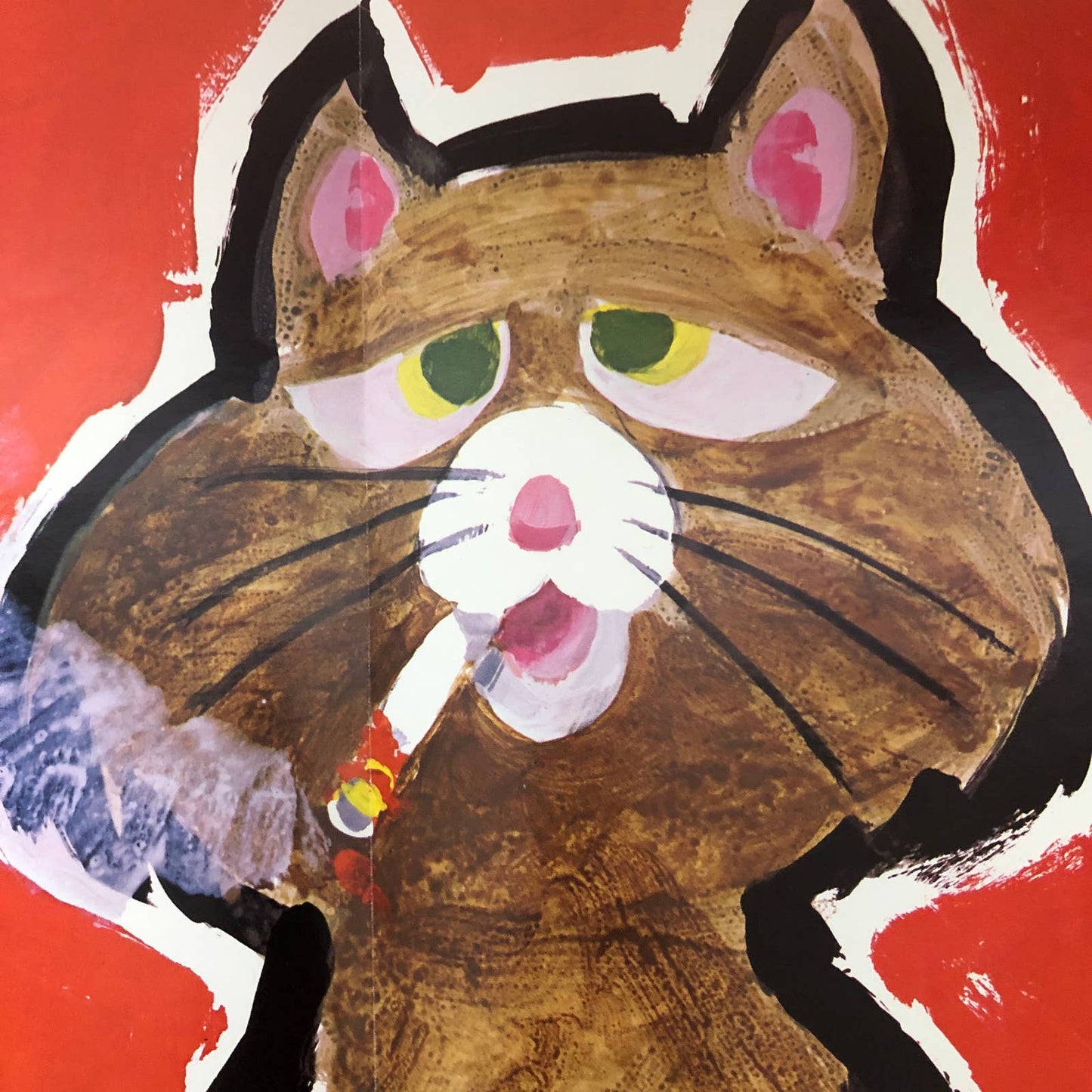 Rare 1970s Anti-Smoking School Poster But he has nine lives! Cat 21 x 16” AC9