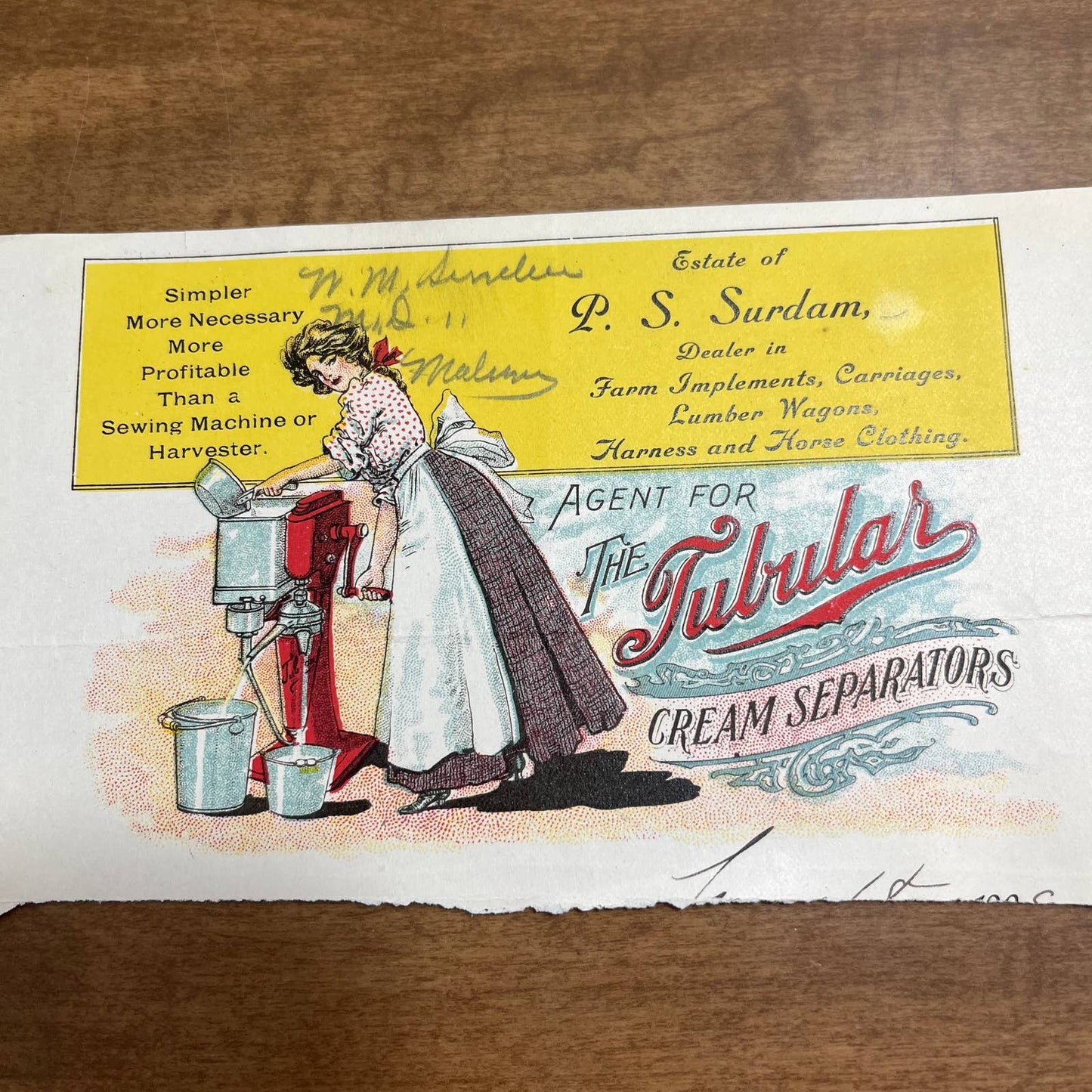 1800s Antique Victorian Lithograph Advertisement Tubular Cream Separators 8” A8