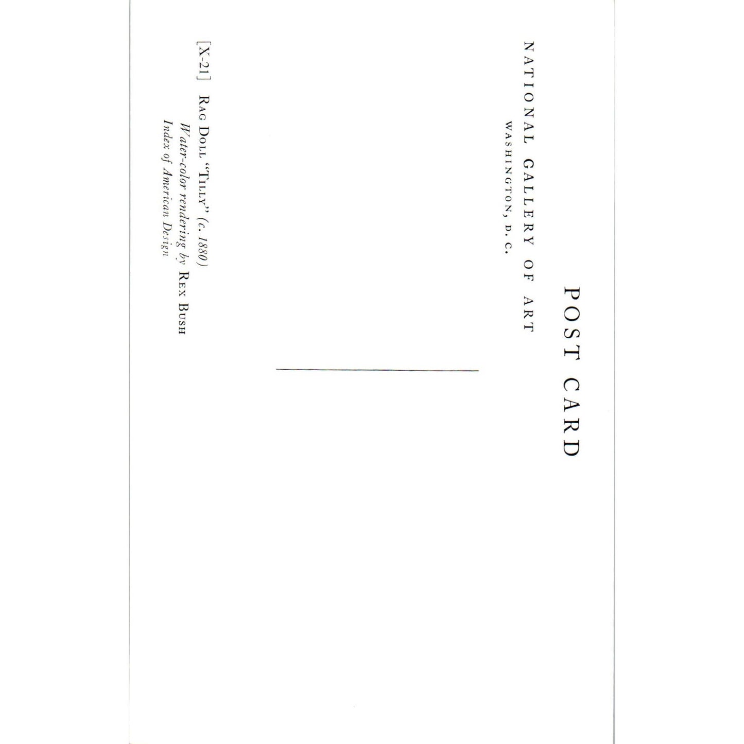 Rag Doll Tilly Rex Bush National Gallery of Art Original Postcard PB6