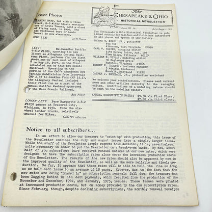 1975 Jul-Aug Chesapeake and Ohio Historical Newsletter C&O RR Thomas Dixon M1-2