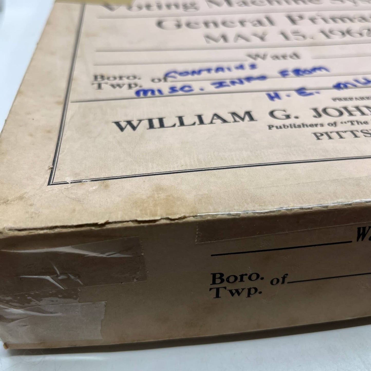 1962 Johnson Election Outfit Voting Machine System General Primary Box TI6