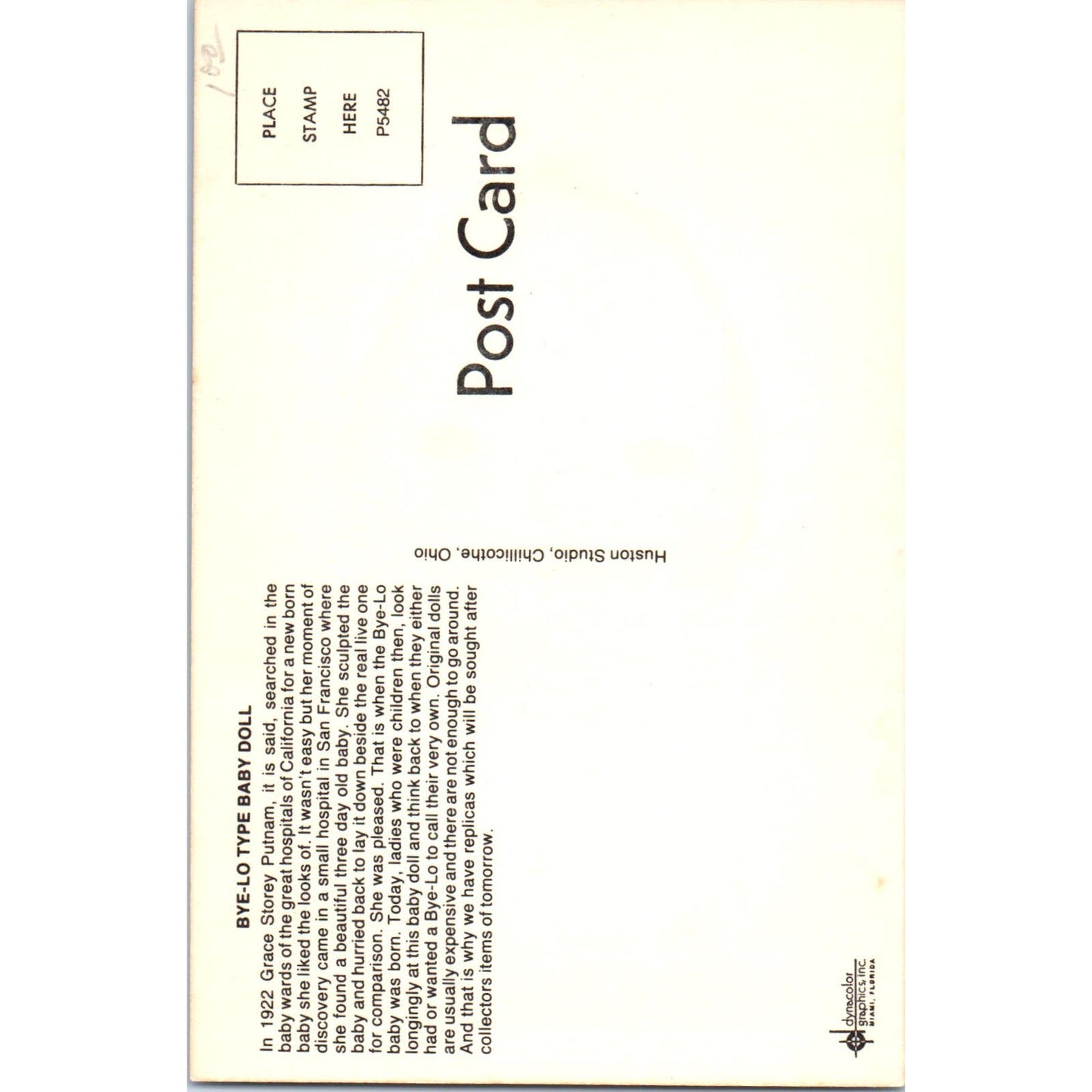 Bye-Lo Baby Doll Grace Storey Putnam Original Postcard PB7