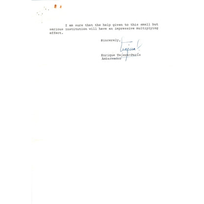 Venezuelan Ambassador Enrique Tejera-Paris Letterhead Memo 1964 TK1-P4