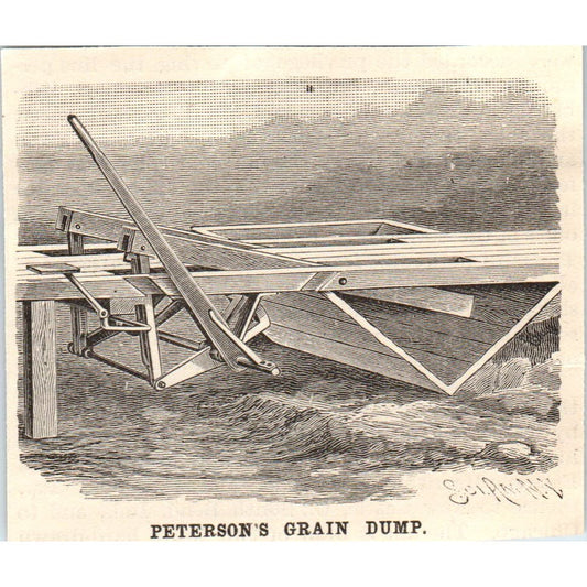Peterson's Grain Dump Engraving Original Scientific American AD8-P24