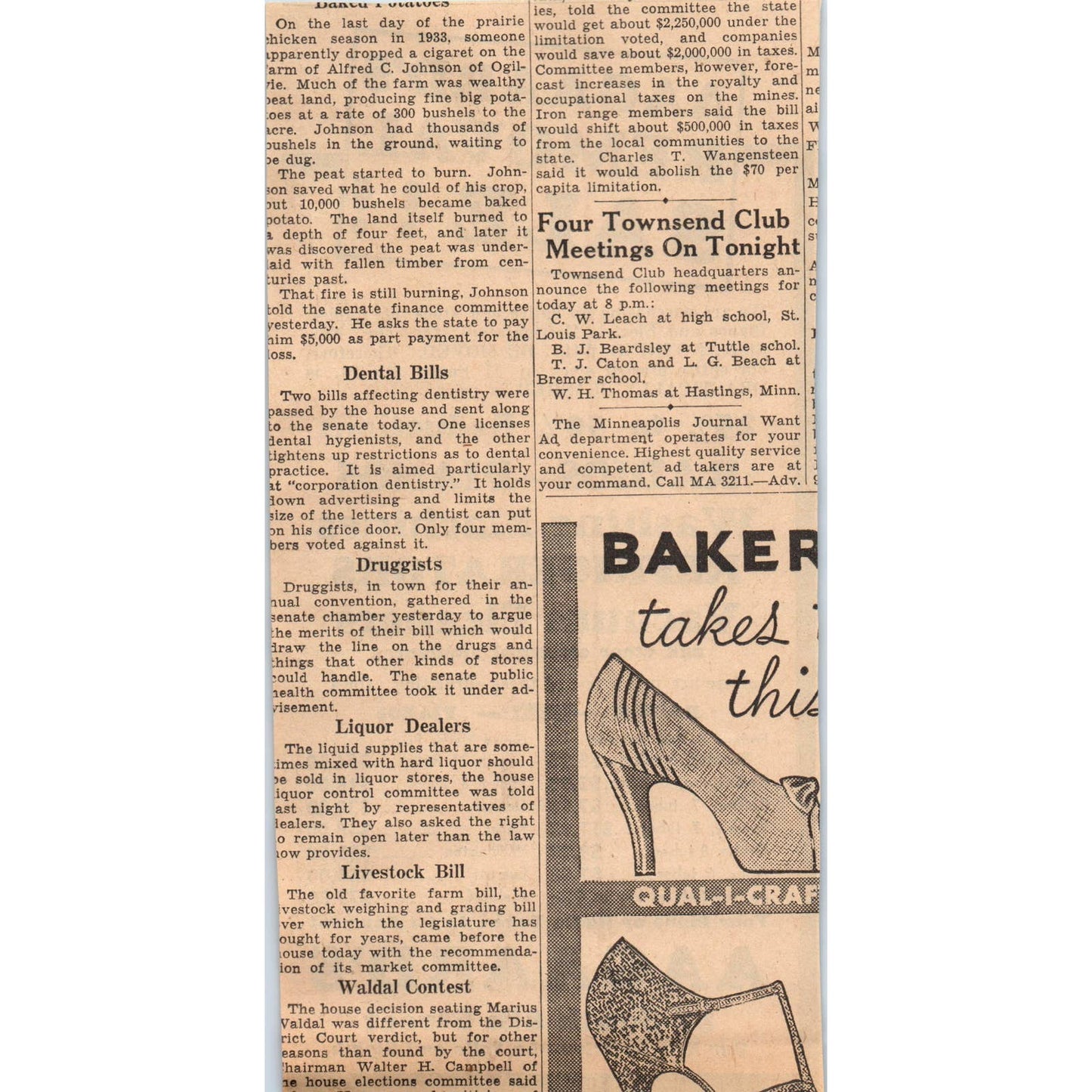 1935 Mpls Journal Newspaper Ad AAgaard's Department Store LaSalle & 8th FL5-3