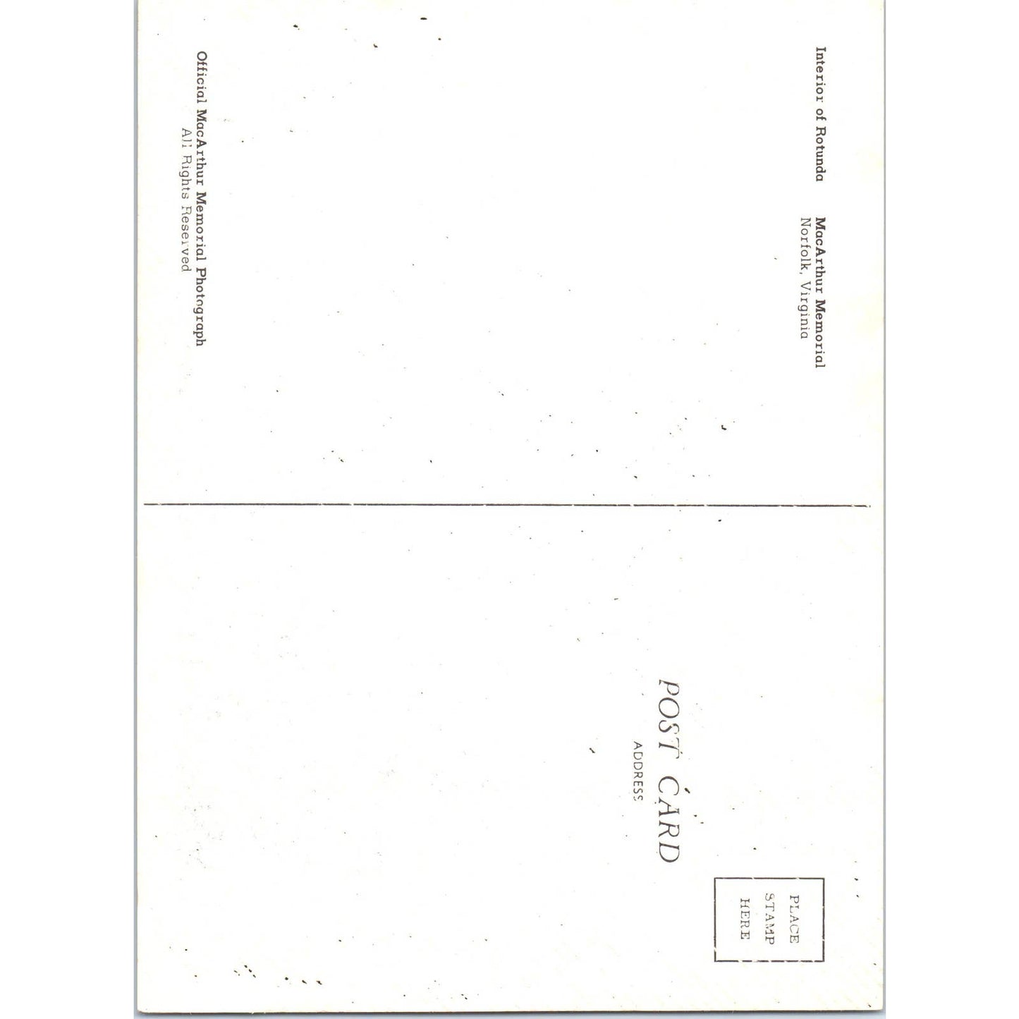 Vintage Large Postcard Rotunda - MacArthur Memorial Norfolk Virginia EA3