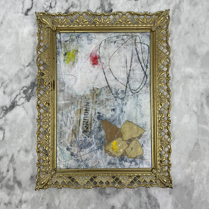 Original Framed Mixed Media Abstract Art Painting 8x6 “Announcement" w/ COA TJ9