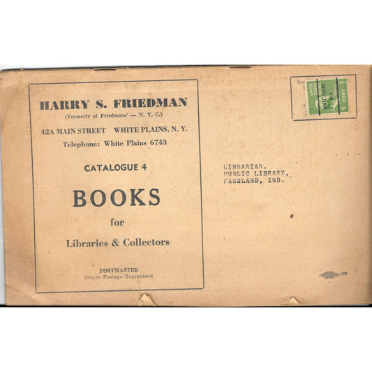 Antique Harry S. Friedman Catalogue 4 Books for Libraries & Collectors TJ7