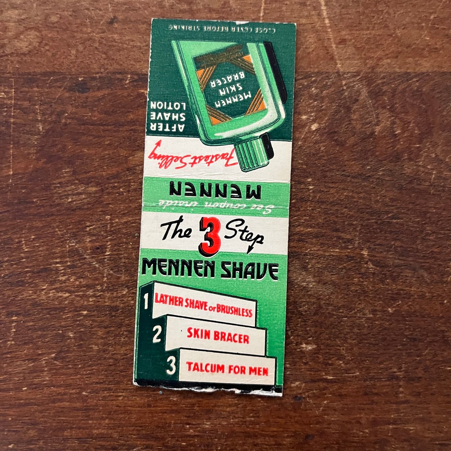 Mennen 3-Step Mennen Shave AfterShave Advertising Matchbook Cover SB3-M1